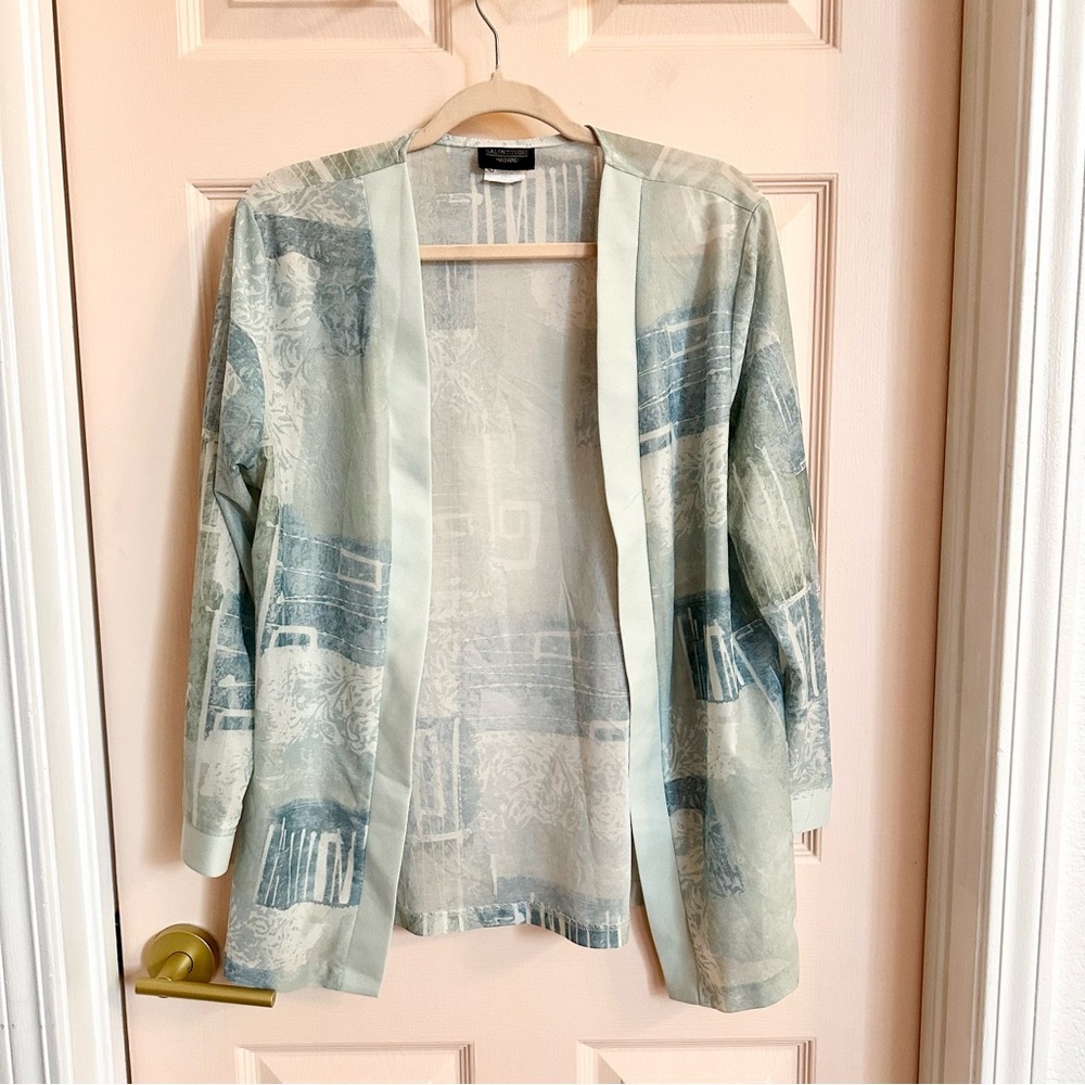 Green semi sheer salon studio kimono